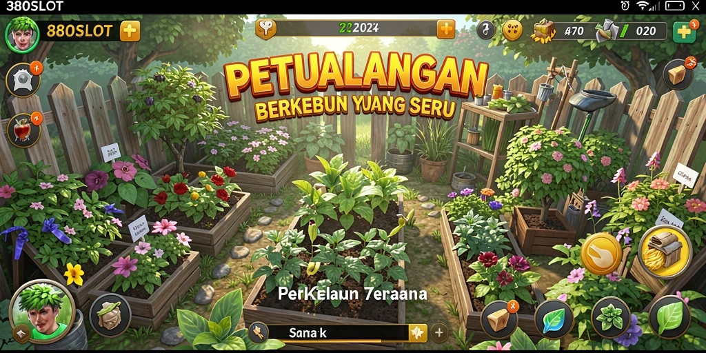 Screenshot utama 380SLOT menampilkan keindahan ladang dan berbagai tanaman.