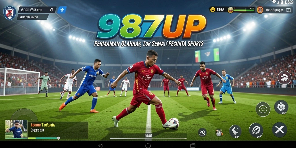 Screenshot utama dari gameplay 987UP yang menunjukkan aksi seru olahraga.
