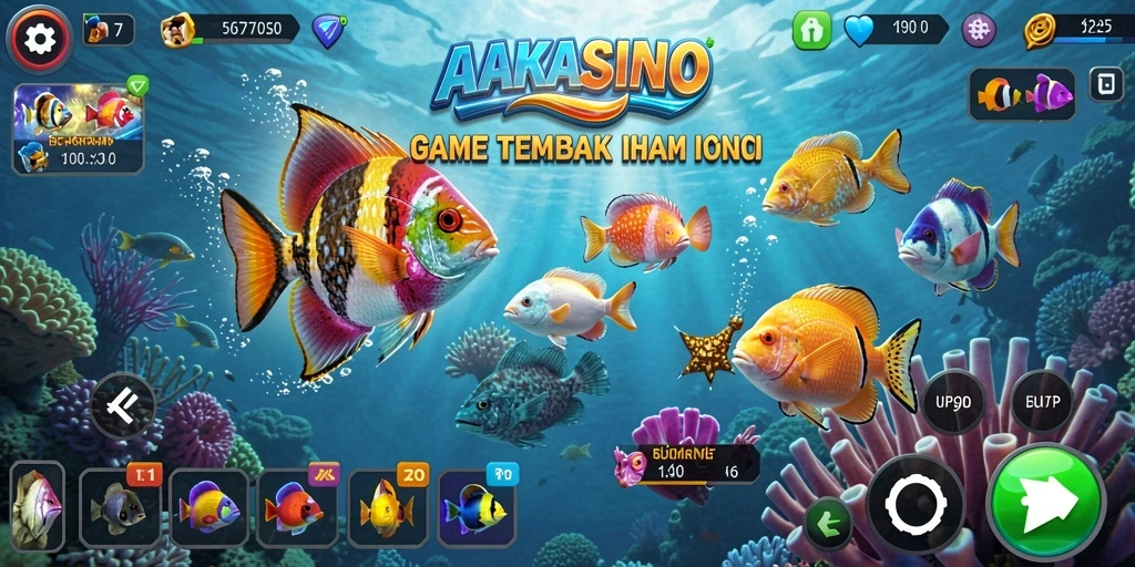 Tangkapan ikan berwarna-warni dalam AAKASINO yang seru.
