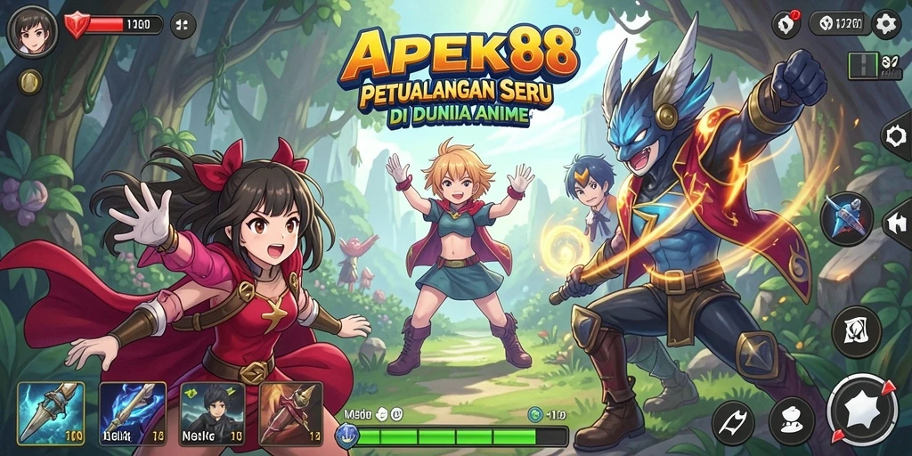 Tangkapan layar menampilkan karakter Anime dalam aksi seru di APEK88.