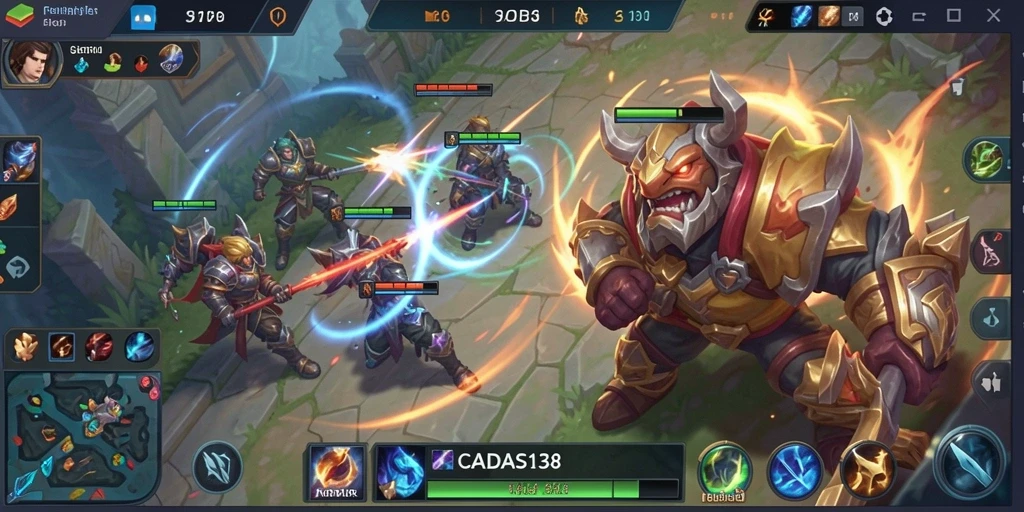 Tangkapan layar gameplay <strong>CADAS138</strong> menampilkan pertempuran seru di arena MOBA.