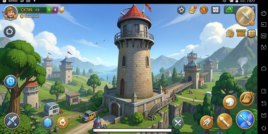 Screenshot menarik menampilkan aksi pertahanan menara dalam CK789.