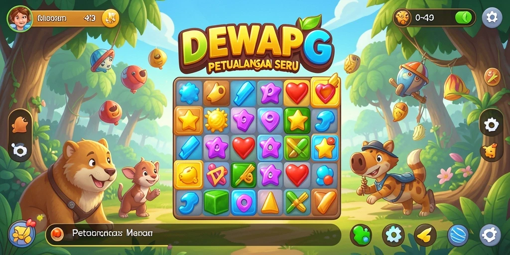 Tangkapan layar gameplay DEWAPG yang menampilkan aksi Match-3 yang seru.
