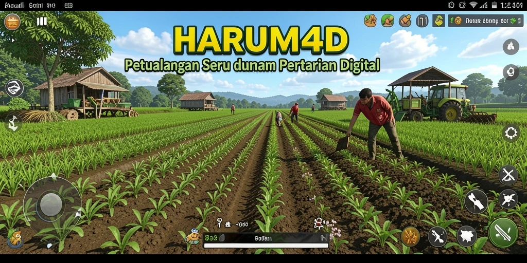 Tampilan gameplay HARUM4D dengan aktivitas pertanian yang seru.