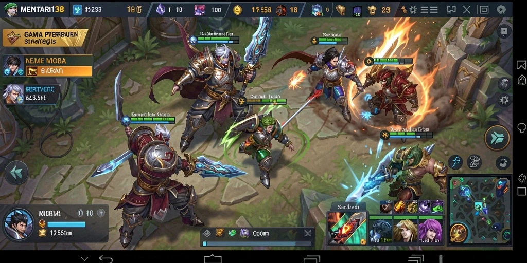 Gameplay seru MENTARI138 dalam aksi pertempuran MOBA.