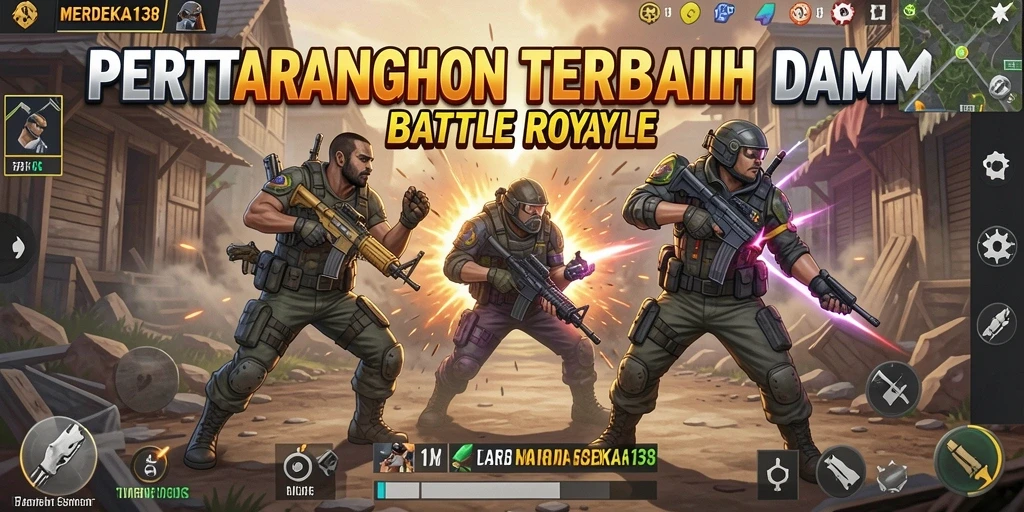 Tampilan menegangkan dari gameplay Battle Royale MERDEKA138.