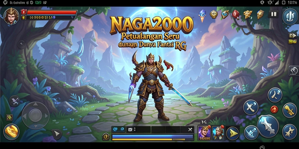 Screenshot gameplay NAGA2000 yang menampilkan pertempuran epik di dunia RPG.