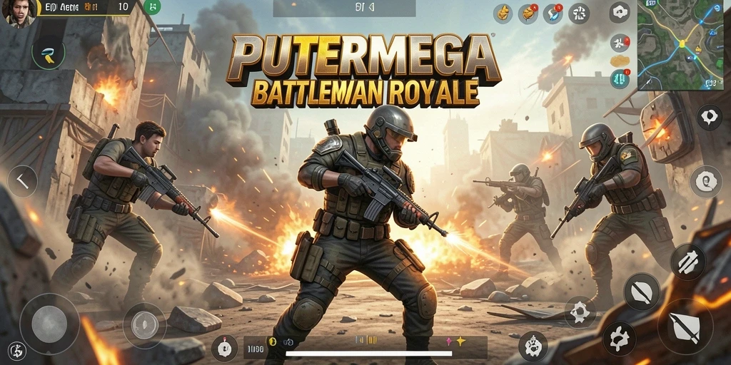 Gameplay seru di <strong>PUTERMEGA</strong>, pertarungan epik dalam Battle Royale.