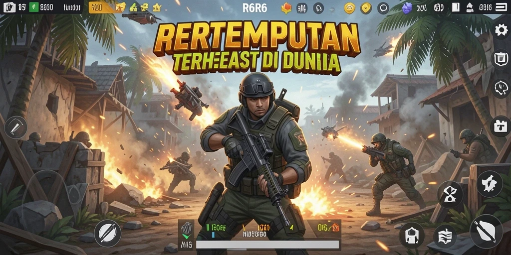 Tangkapan layar R6R6 menunjukkan aksi pertempuran seru di arena Battle Royale.