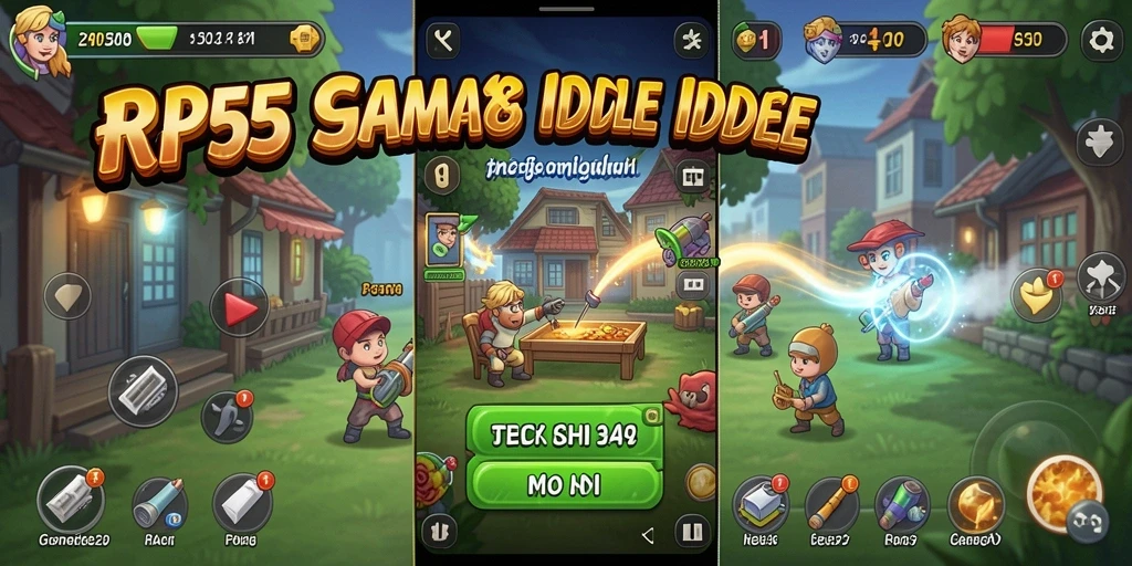 Tampilan screenshot RP55 menampilkan gameplay idle yang santai dan menarik perhatian.