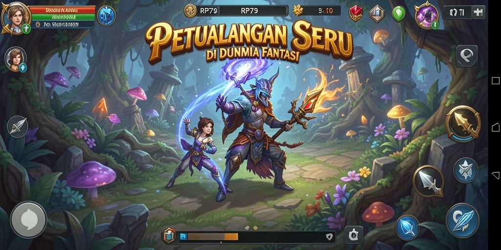 Tampilan gameplay memukau dengan pemandangan petualangan yang seru.
