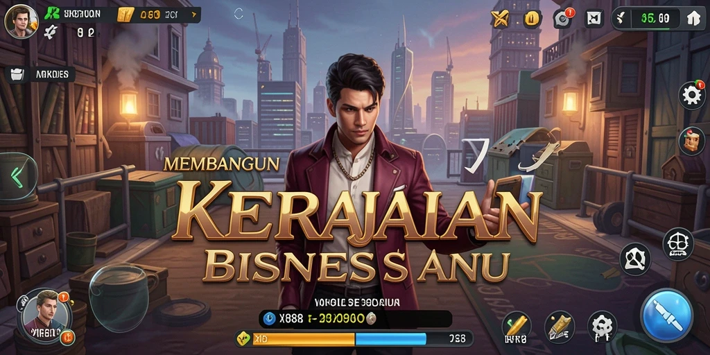 Screenshot dari gameplay XR88 menampilkan manajemen bisnis yang mendebarkan.
